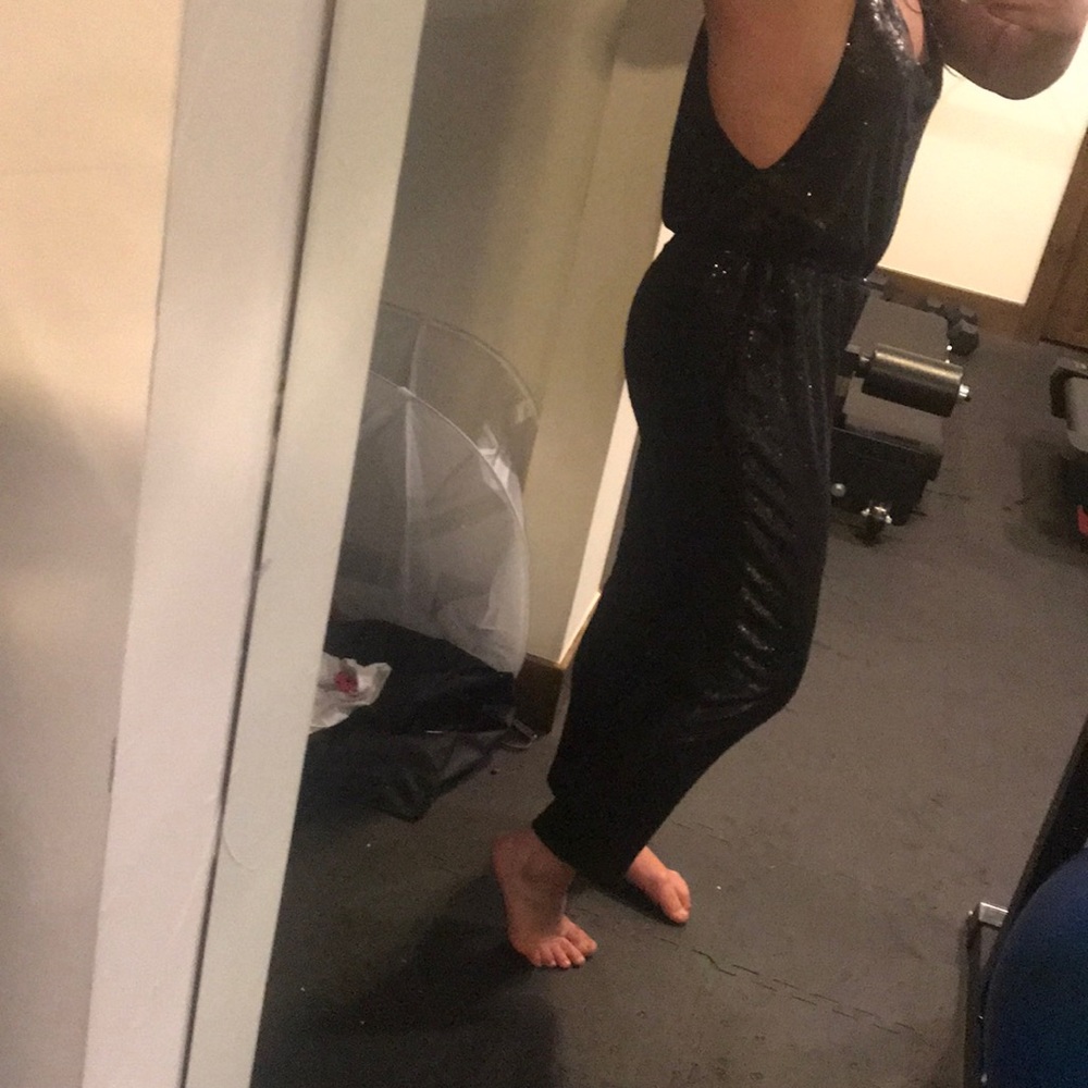 Black sequin Free People jumpsuit